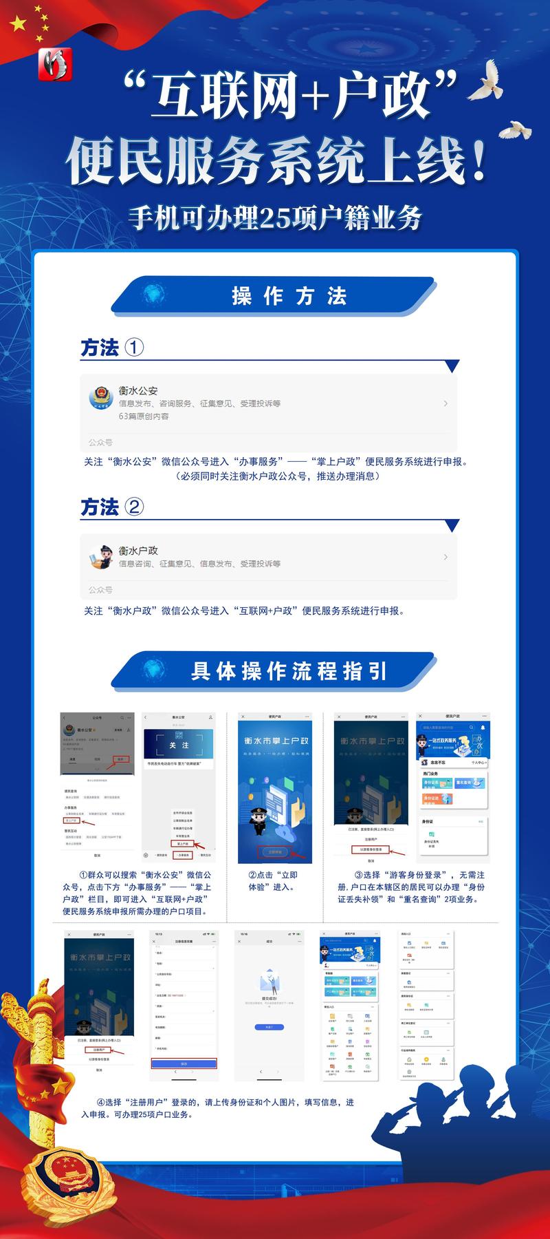 衡水市"互联网+户政"便民服务系统实现群众在线办理25项户籍业务